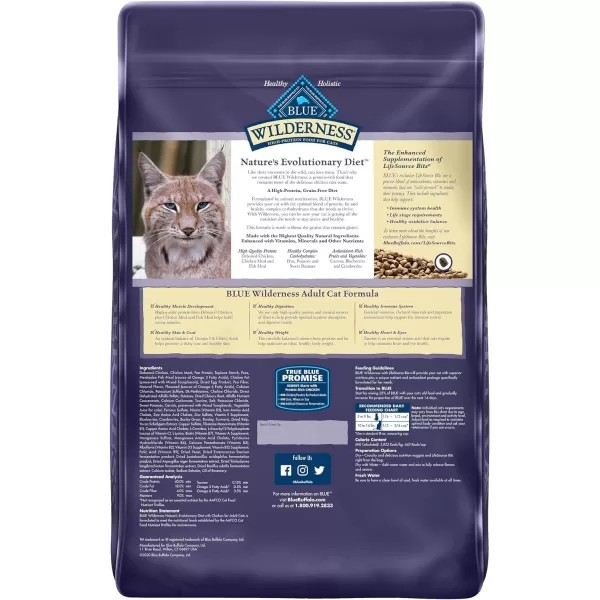 imageBlue Buffalo Wilderness High Protein Natural Adult Dry Cat Food Duck 5lbChicken 95 Pound Pack of 1