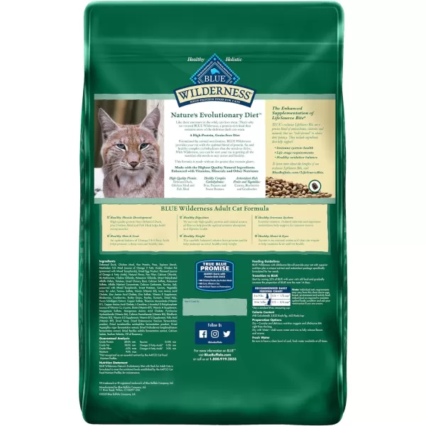imageBlue Buffalo Wilderness High Protein Natural Adult Dry Cat Food Duck 5lbDuck 11 Pound Pack of 1