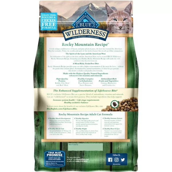 imageBlue Buffalo Wilderness High Protein Natural Adult Dry Cat Food Duck 5lbRabbit 4 Pound Pack of 1