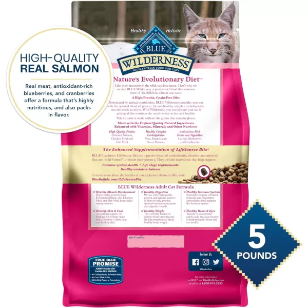 imageBlue Buffalo Wilderness High Protein Natural Adult Dry Cat Food Duck 5lbSalmon 5 Pound Pack of 1
