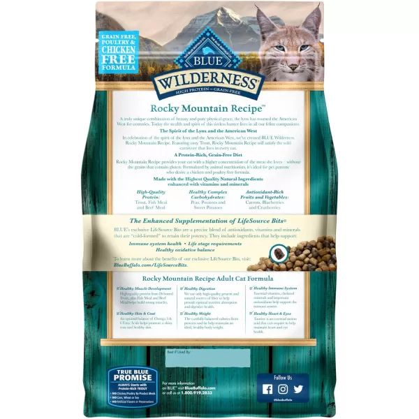 imageBlue Buffalo Wilderness High Protein Natural Adult Dry Cat Food Duck 5lbTrout 4 Pound Pack of 1