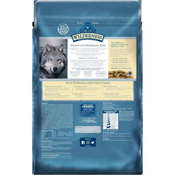 imageBlue Buffalo Wilderness High Protein Natural Adult Dry Dog Food Chicken 24lbChicken Grain Free 11 Pound Pack of 1