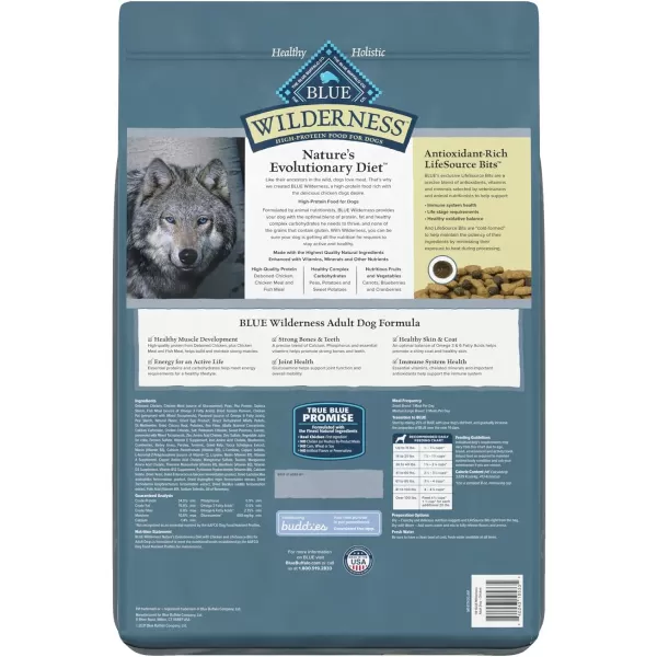 imageBlue Buffalo Wilderness High Protein Natural Adult Dry Dog Food Chicken 24lbChicken Grain Free 11 Pound Pack of 1