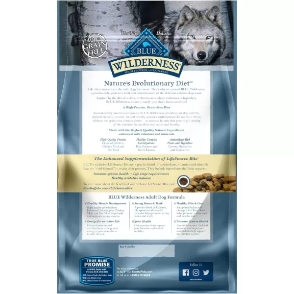 imageBlue Buffalo Wilderness High Protein Natural Adult Dry Dog Food Chicken 24lbChicken Grain Free 45 Pound Pack of 1