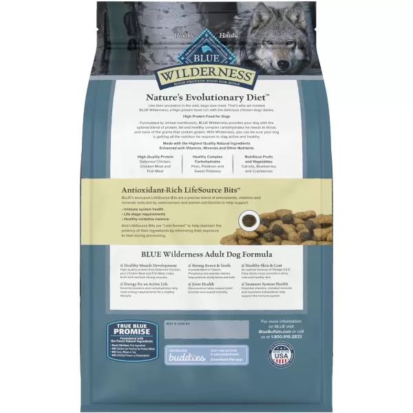 imageBlue Buffalo Wilderness High Protein Natural Adult Dry Dog Food Chicken 24lbChicken Grain Free 45 Pound Pack of 1