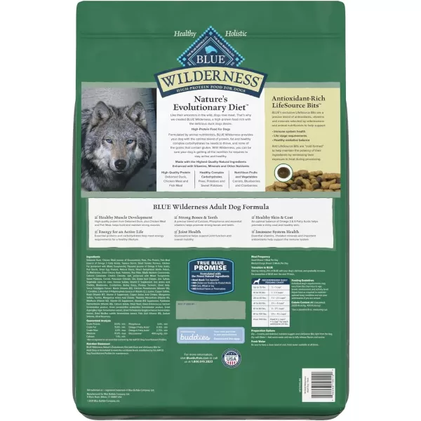 imageBlue Buffalo Wilderness High Protein Natural Adult Dry Dog Food Chicken 24lbDuck Grain Free 11 Pound Pack of 1