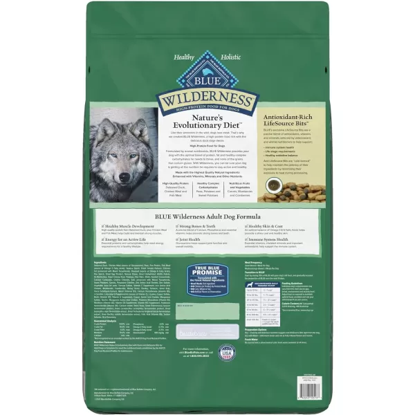 imageBlue Buffalo Wilderness High Protein Natural Adult Dry Dog Food Chicken 24lbDuck Grain Free 24 Pound Pack of 1