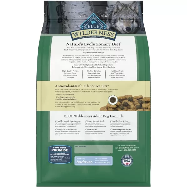 imageBlue Buffalo Wilderness High Protein Natural Adult Dry Dog Food Chicken 24lbDuck Grain Free 45 Pound Pack of 1