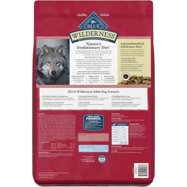 imageBlue Buffalo Wilderness High Protein Natural Adult Dry Dog Food Chicken 24lbSalmon Grain Free 11 Pound Pack of 1
