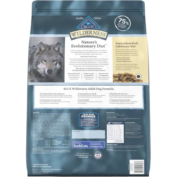 imageBlue Buffalo Wilderness High Protein Natural Adult Dry Dog Food plus Wholesome Grains Salmon 28 lb bagChicken plus Wholesome Grains 13 Pound Pack of 1