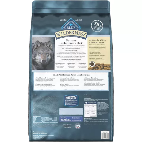 imageBlue Buffalo Wilderness High Protein Natural Adult Dry Dog Food plus Wholesome Grains Salmon 28 lb bagChicken plus Wholesome Grains 28 Pound Pack of 1