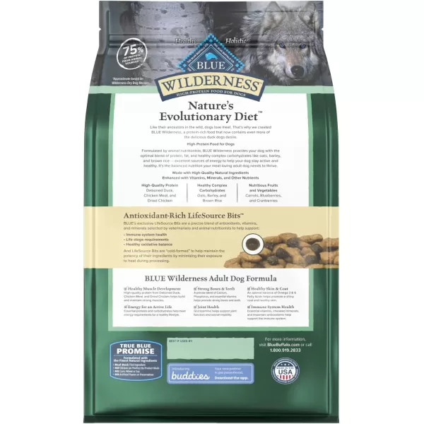 imageBlue Buffalo Wilderness High Protein Natural Adult Dry Dog Food plus Wholesome Grains Salmon 28 lb bagDuck plus Wholesome Grains 28 Pound Pack of 1