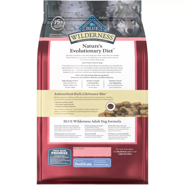imageBlue Buffalo Wilderness High Protein Natural Adult Dry Dog Food plus Wholesome Grains Salmon 45 lb bagSalmon plus Wholesome Grains 28 Pound Pack of 1