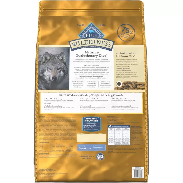 imageBlue Buffalo Wilderness High Protein Natural Adult Healthy Weight Dry Dog Food Chicken 45lbChicken plus Wholesome Grains 24 Pounds Pack of 1