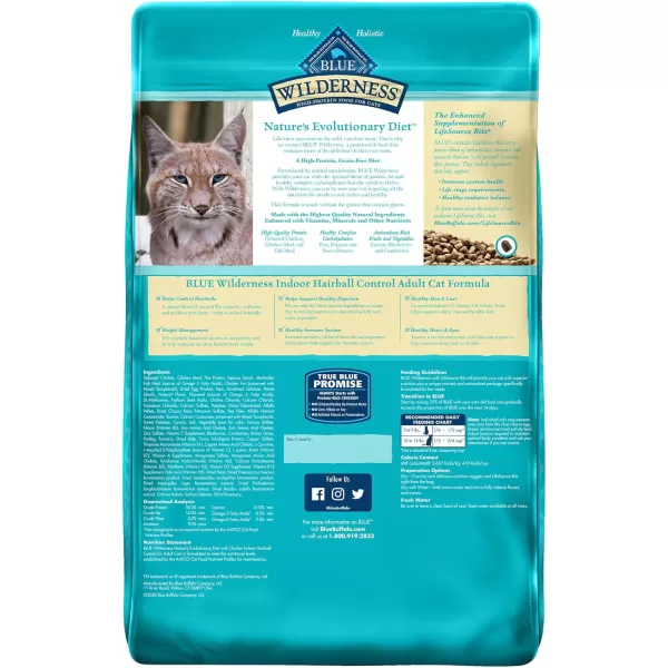 imageBlue Buffalo Wilderness High Protein Natural Adult Indoor Hairball Control Dry Cat Food Chicken 5lbChicken 11 Pound Pack of 1