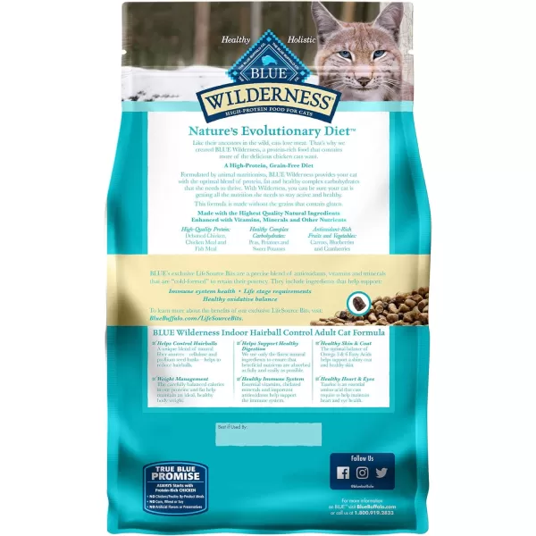 imageBlue Buffalo Wilderness High Protein Natural Adult Indoor Hairball Control Dry Cat Food Chicken 5lbChicken 5 Pound Pack of 1