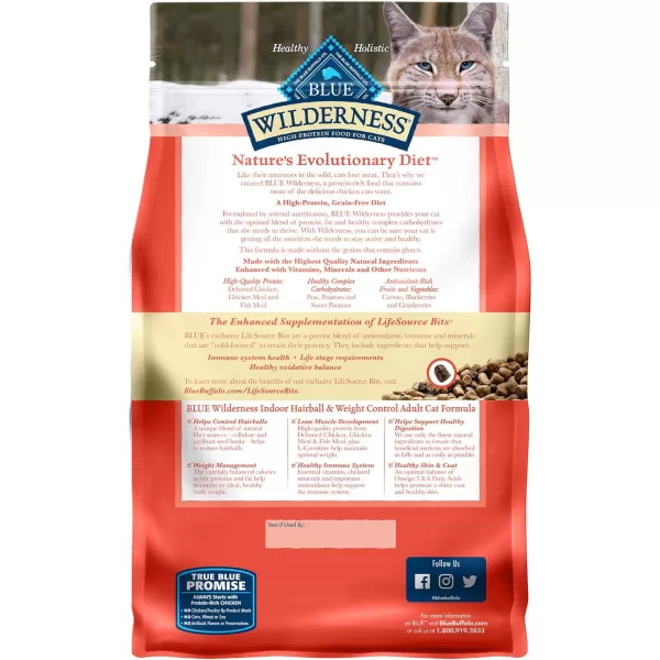 imageBlue Buffalo Wilderness High Protein Natural Adult Indoor Hairball amp Weight Control Dry Cat Food Chicken 5lbBlue Buffalo Wilderness High Protein Natural Adult Indoor Hairball amp Weight Control Dry Cat Food Chicken 5lb