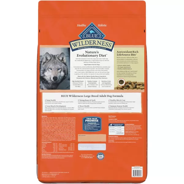 imageBlue Buffalo Wilderness High Protein Natural Adult Large Breed Dry Dog Food Chicken 24lbChicken Grain Free