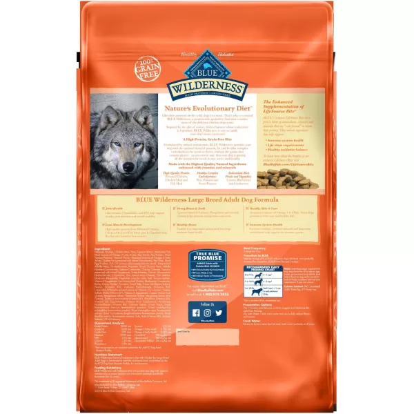imageBlue Buffalo Wilderness High Protein Natural Adult Large Breed Dry Dog Food Chicken 24lbChicken Grain Free