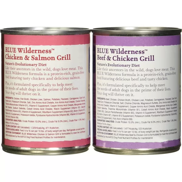 imageBlue Buffalo Wilderness High Protein Natural Adult Wet Dog Food Beef amp Chicken Grill 125oz cans Pack of 12Beef 1 Count Pack of 6