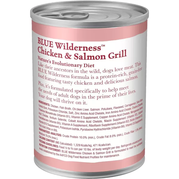 imageBlue Buffalo Wilderness High Protein Natural Adult Wet Dog Food Salmon amp Chicken Grill 125oz cans Pack of 12Salmon amp Chicken 125 Ounce Pack of 12