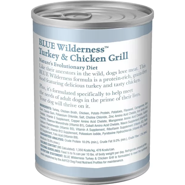 imageBlue Buffalo Wilderness High Protein Natural Adult Wet Dog Food Salmon amp Chicken Grill 125oz cans Pack of 12Turkey amp Chicken 125 Ounce Pack of 12