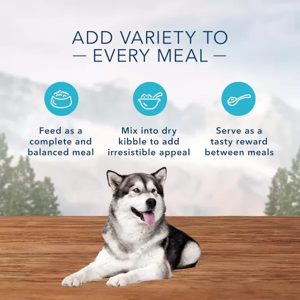 imageBlue Buffalo Wilderness High Protein Natural Adult Wet Dog Food plus Wholesome Grains Turkey amp Chicken Grill 125oz cans Pack of 12Beef amp Chicken