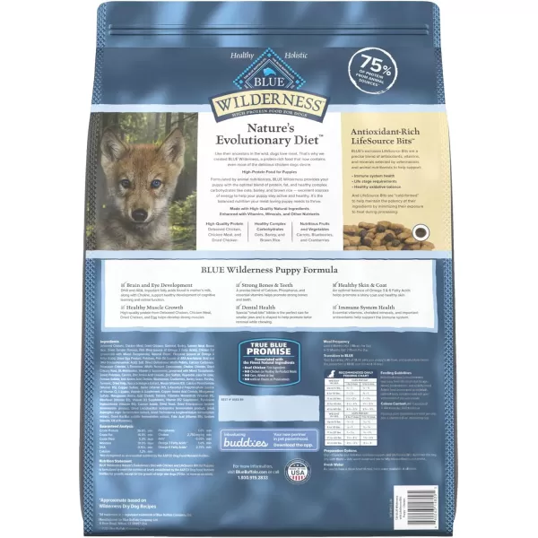 imageBlue Buffalo Wilderness High Protein Natural Puppy Dry Dog Food plus Wholesome Grains Chicken 28 lb bag13 lb