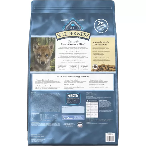 imageBlue Buffalo Wilderness High Protein Natural Puppy Dry Dog Food plus Wholesome Grains Chicken 28 lb bag24 lb