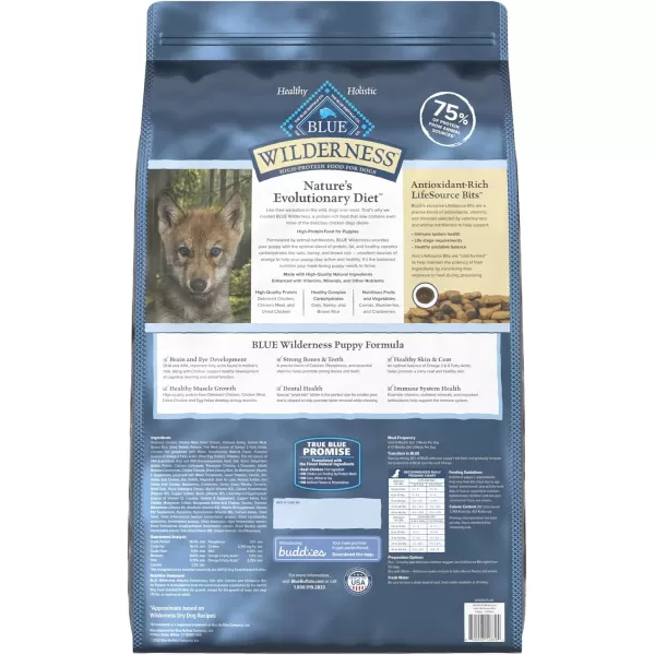 imageBlue Buffalo Wilderness High Protein Natural Puppy Dry Dog Food plus Wholesome Grains Chicken 28 lb bag28 lb