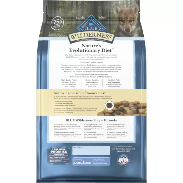 imageBlue Buffalo Wilderness High Protein Natural Puppy Dry Dog Food plus Wholesome Grains Chicken 45 lb bagBlue Buffalo Wilderness High Protein Natural Puppy Dry Dog Food plus Wholesome Grains Chicken 45 lb bag