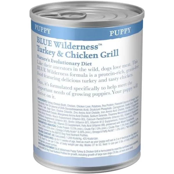 imageBlue Buffalo Wilderness High Protein Natural Puppy Wet Dog Food Turkey amp Chicken Grill 125oz cans Pack of 12Turkey 1 Count Pack of 1