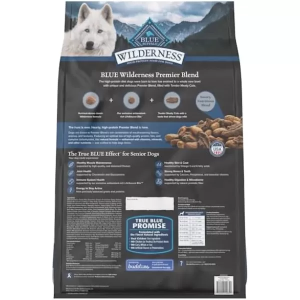 imageBlue Buffalo Wilderness High Protein Natural Senior Dry Dog Food plus Wholesome Grains Chicken 28 lb bag24 LBS