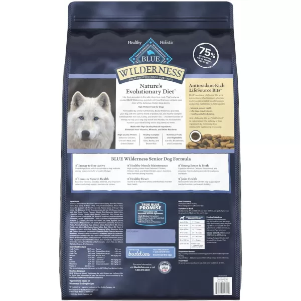imageBlue Buffalo Wilderness High Protein Natural Senior Dry Dog Food plus Wholesome Grains Chicken 28 lb bag28 Pound Pack of 1