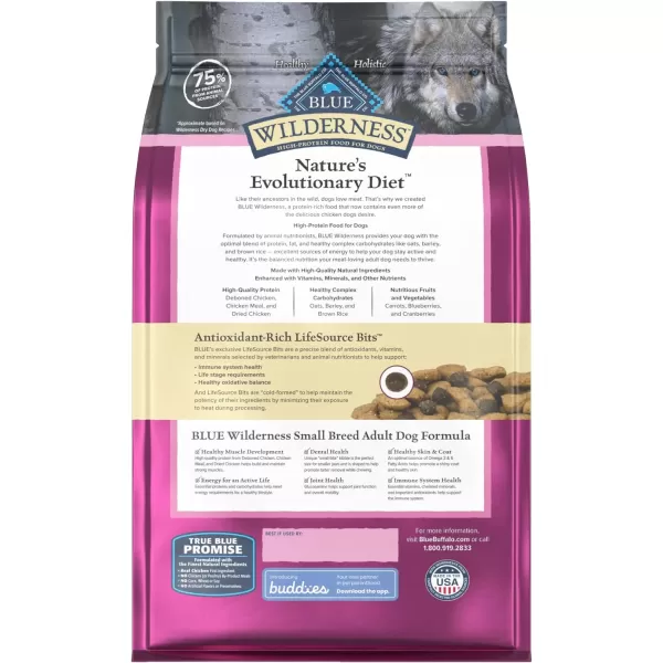 imageBlue Buffalo Wilderness High Protein Natural Small Breed Adult Dry Dog Food plus Wholesome Grains Chicken 45 lb bagBlue Buffalo Wilderness High Protein Natural Small Breed Adult Dry Dog Food plus Wholesome Grains Chicken 45 lb bag
