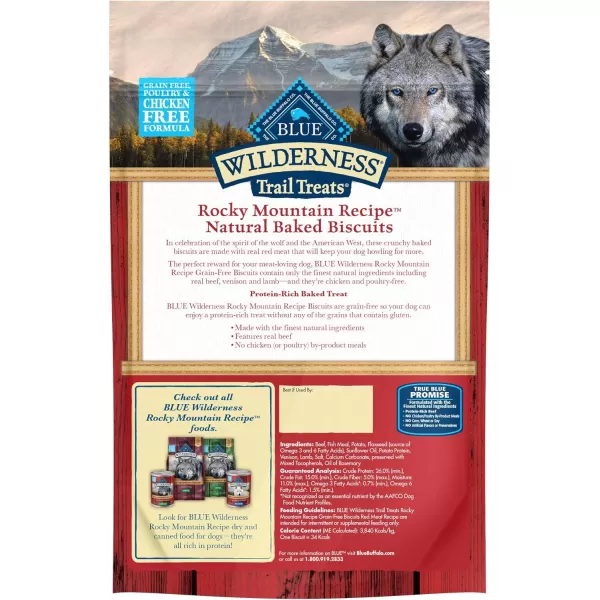 imageBlue Buffalo Wilderness Rocky Mountain Recipe High Protein Grain Free Crunchy Dog Treats Biscuits Red Meat 8oz bagRed Meat 8 Ounce Pack of 1