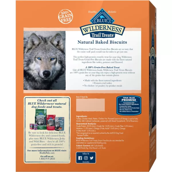 imageBlue Buffalo Wilderness Rocky Mountain Recipe High Protein Grain Free Crunchy Dog Treats Biscuits Red Meat 8oz bagTurkey 1 Count Pack of 1