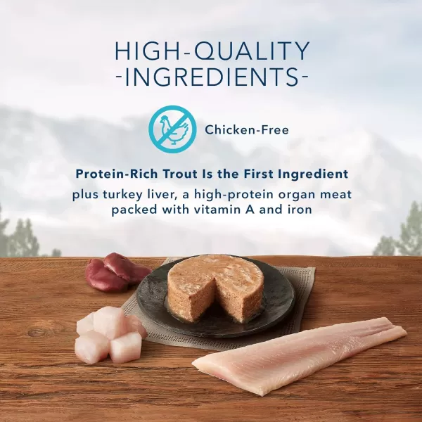 imageBlue Buffalo Wilderness Rocky Mountain Recipe High Protein Grain Free Natural Adult Pate Wet Cat Food Red Meat 55oz cans Pack of 24Trout