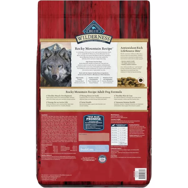 imageBlue Buffalo Wilderness Rocky Mountain Recipe High Protein Natural Adult Dry Dog Food Red Meat 22lbBeef 22 Pound Pack of 1