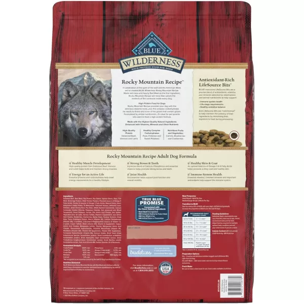imageBlue Buffalo Wilderness Rocky Mountain Recipe High Protein Natural Adult Dry Dog Food Red Meat 22lbRed Meat 10 Pound Pack of 1