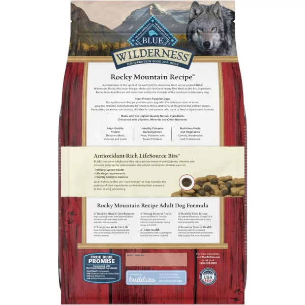 imageBlue Buffalo Wilderness Rocky Mountain Recipe High Protein Natural Adult Dry Dog Food Red Meat 22lbRed Meat 4 Pound Pack of 1