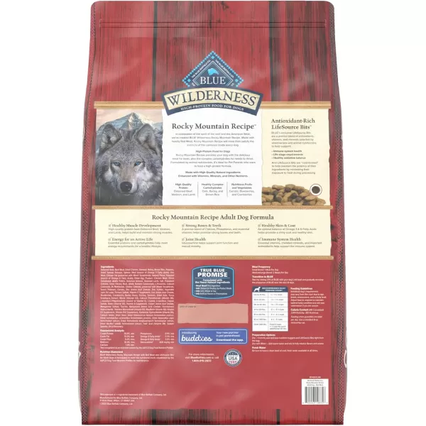 imageBlue Buffalo Wilderness Rocky Mountain Recipe High Protein Natural Adult Dry Dog Food Red Meat with Grain 24 lb bagRed Meat with Grain 2400 Pound Pack of 1