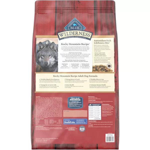 imageBlue Buffalo Wilderness Rocky Mountain Recipe High Protein Natural Adult Dry Dog Food Red Meat with Grain 24 lb bagRed Meat with Grain 2800 Pound Pack of 1