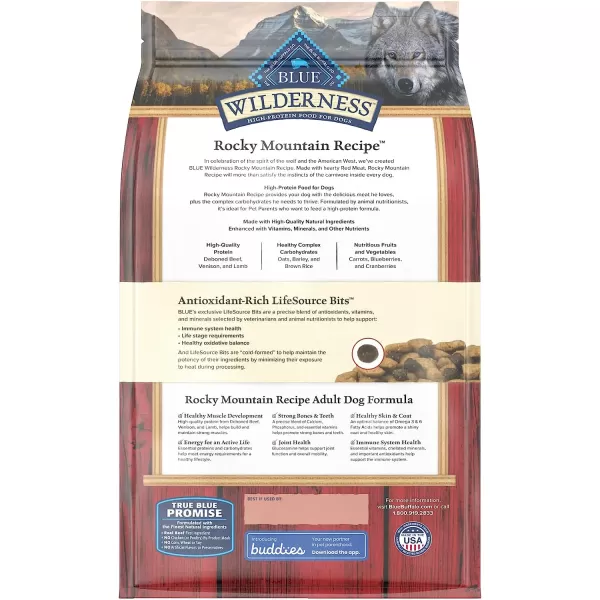 imageBlue Buffalo Wilderness Rocky Mountain Recipe High Protein Natural Adult Dry Dog Food Red Meat with Grain 24 lb bagRed Meat with Grain 45 Pound Pack of 1