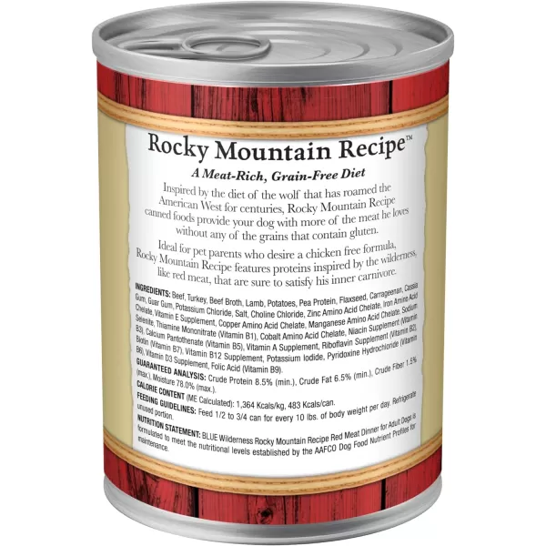imageBlue Buffalo Wilderness Rocky Mountain Recipe High Protein Natural Adult Wet Dog Food Red Meat 125oz cans Pack of 12Blue Buffalo Wilderness Rocky Mountain Recipe High Protein Natural Adult Wet Dog Food Red Meat 125oz cans Pack of 12