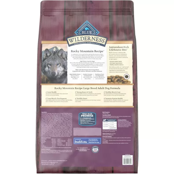imageBlue Buffalo Wilderness Rocky Mountain Recipe High Protein Natural Large Breed Adult Dry Dog Food Red Meat with Grain 24 lb bagBison with Grain 28 Pound Pack of 1