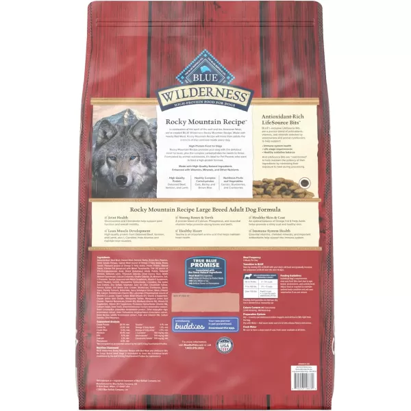imageBlue Buffalo Wilderness Rocky Mountain Recipe High Protein Natural Large Breed Adult Dry Dog Food Red Meat with Grain 24 lb bagRed Meat with Grain 2400 Pound Pack of 1