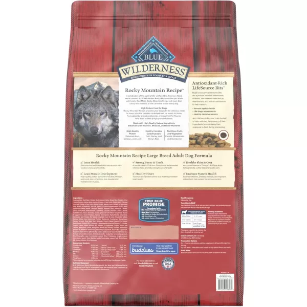 imageBlue Buffalo Wilderness Rocky Mountain Recipe High Protein Natural Large Breed Adult Dry Dog Food Red Meat with Grain 24 lb bagRed Meat with Grain 2800 Pound Pack of 1