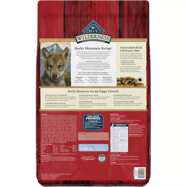 imageBlue Buffalo Wilderness Rocky Mountain Recipe High Protein Natural Puppy Dry Dog Food Red Meat 22lbDry Dog Food Red Meat ChickenFree 22 Pound Pack of 1