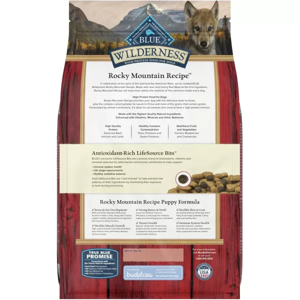 imageBlue Buffalo Wilderness Rocky Mountain Recipe High Protein Natural Puppy Dry Dog Food Red Meat 22lbDry Dog Food Red Meat ChickenFree 4 Pound Pack of 1